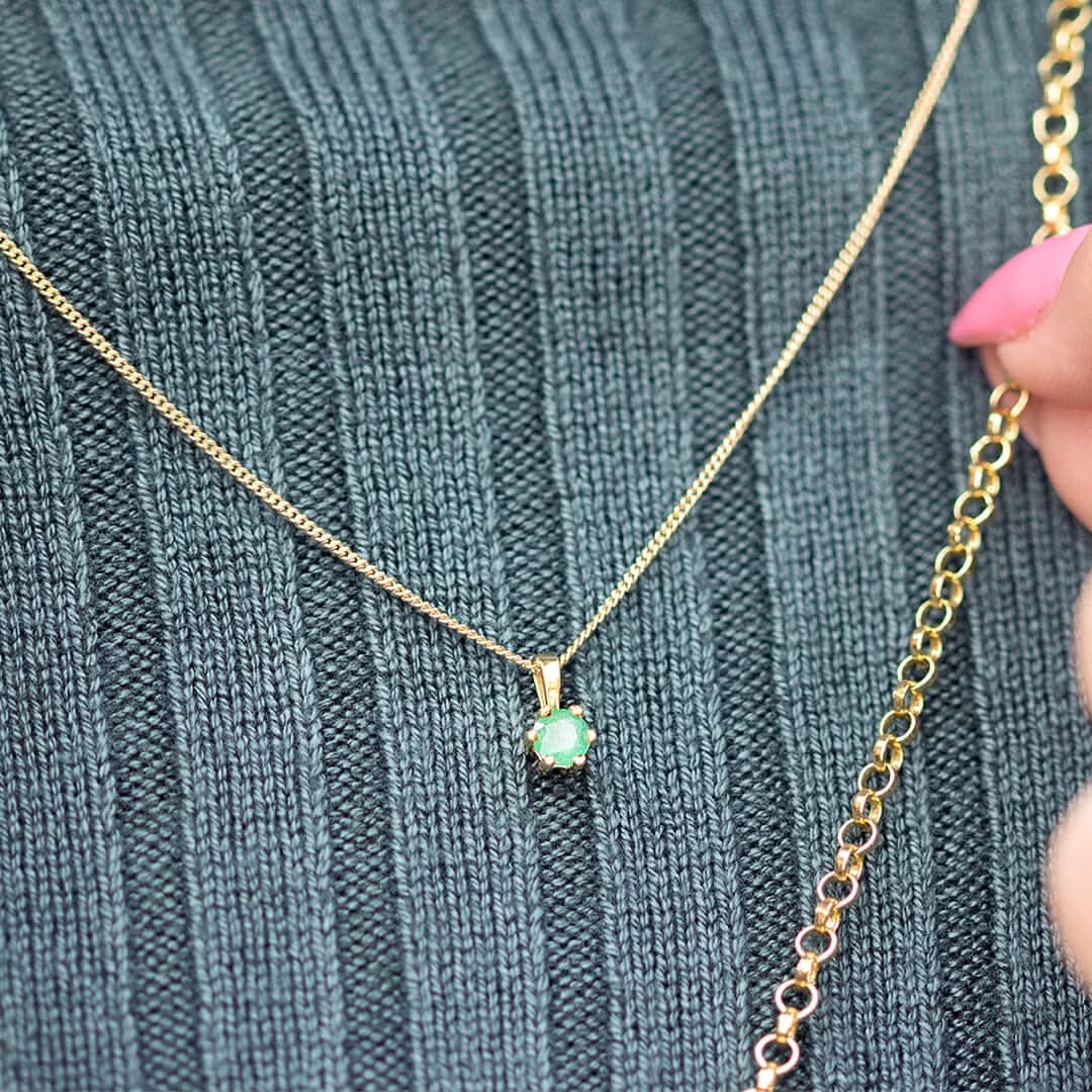 Emerald Charm Necklace in Gold - Image 7