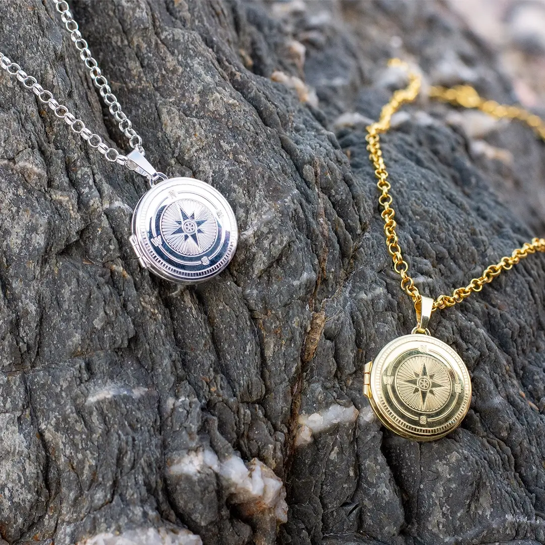 Men's Engravable Compass Locket |  Silver + Photos - Image 6