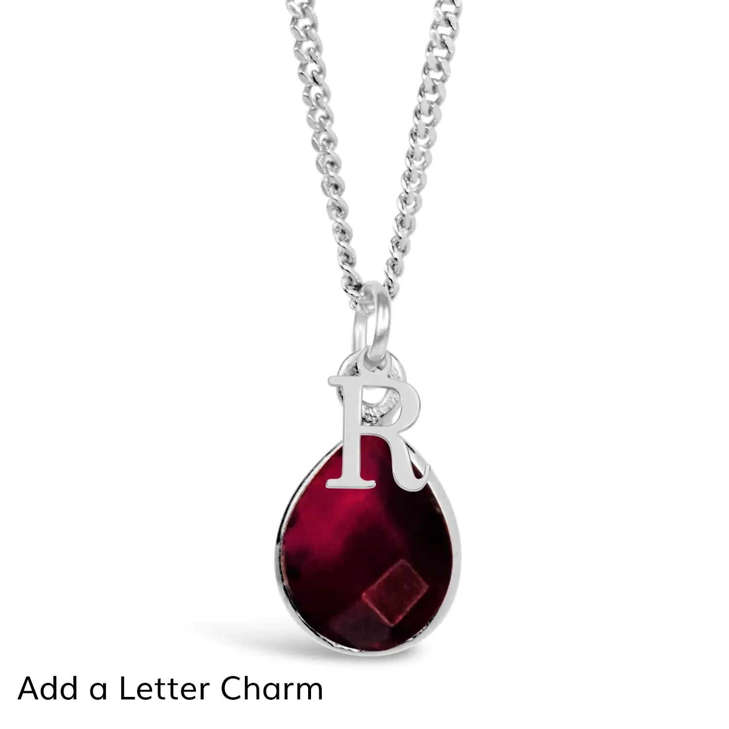 Garnet Charm Necklace | Silver | January - Image 3