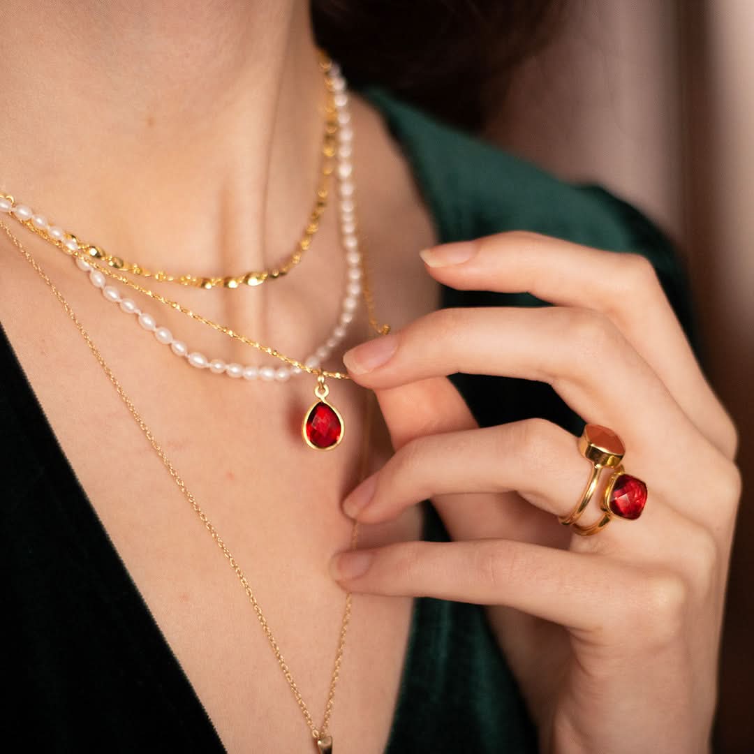 Garnet Cocktail Ring | Gold - Image 5