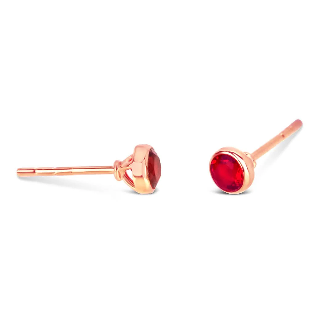 Garnet Mini Stud Earrings | Rose Gold - January - Image 3