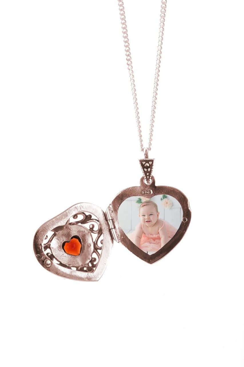 Garnet Vintage Heart Locket | Rose Gold - Image 4