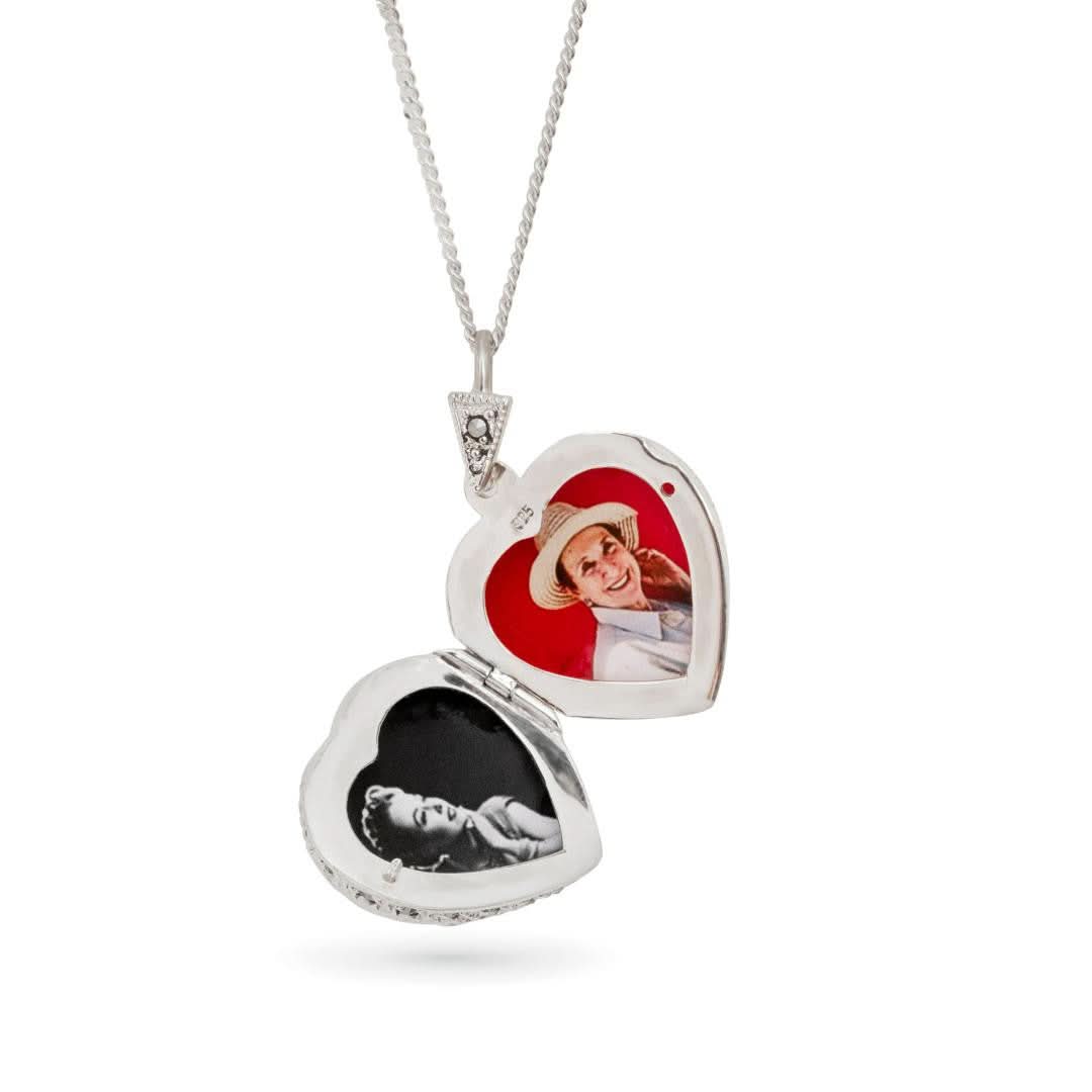 Garnet Vintage Heart Locket | Silver - Image 10