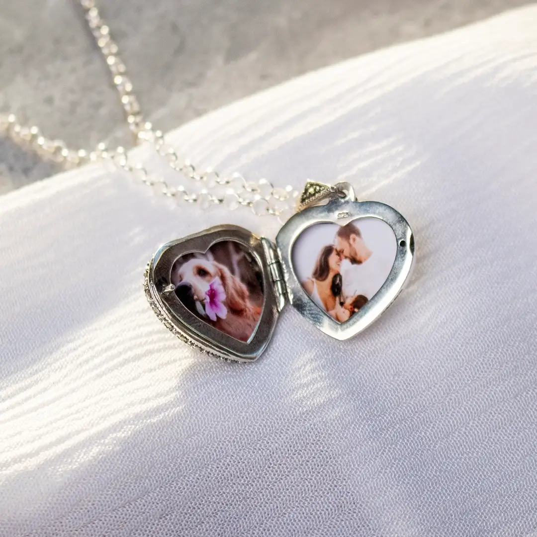 Garnet Vintage Heart Locket | Silver - Image 9