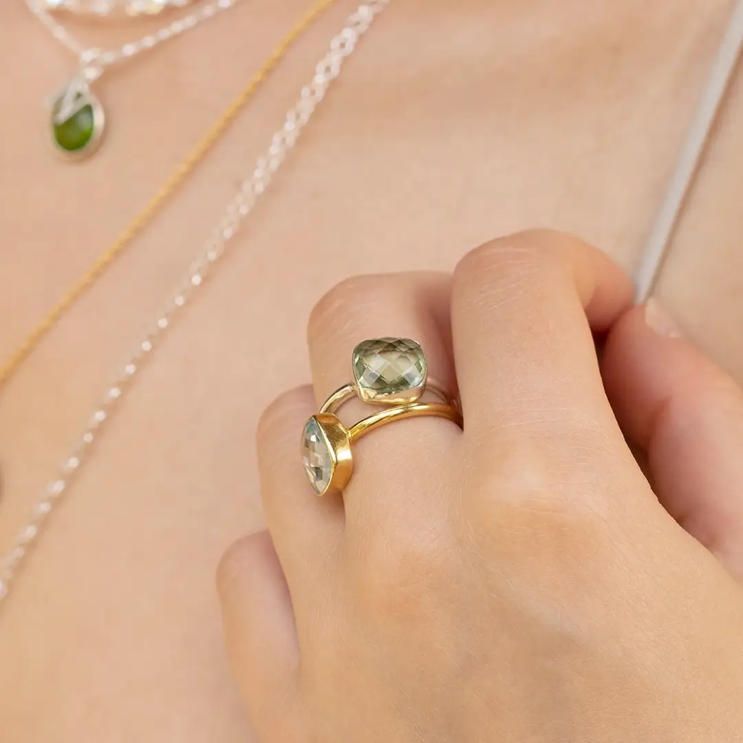 Green Amethyst Cocktail Ring | Silver - Image 5