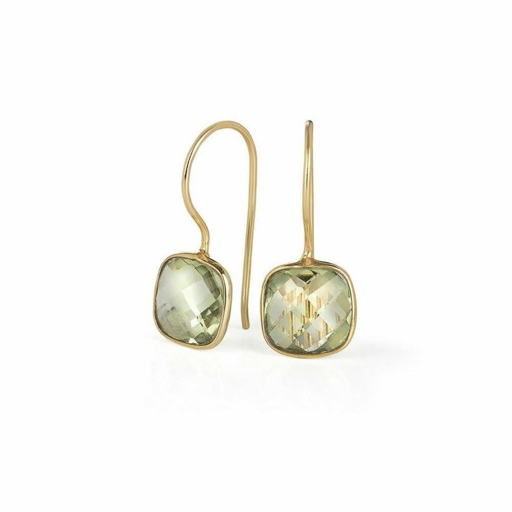 Green Amethyst Earrings | Gold - Image 3