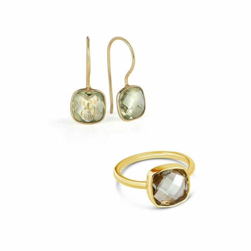 Green Amethyst Earrings | Gold - Image 4