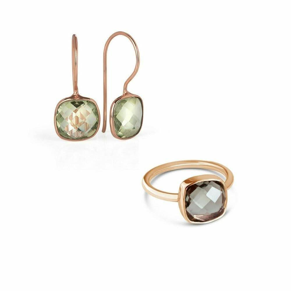 Green Amethyst Earrings | Rose Gold - Image 4