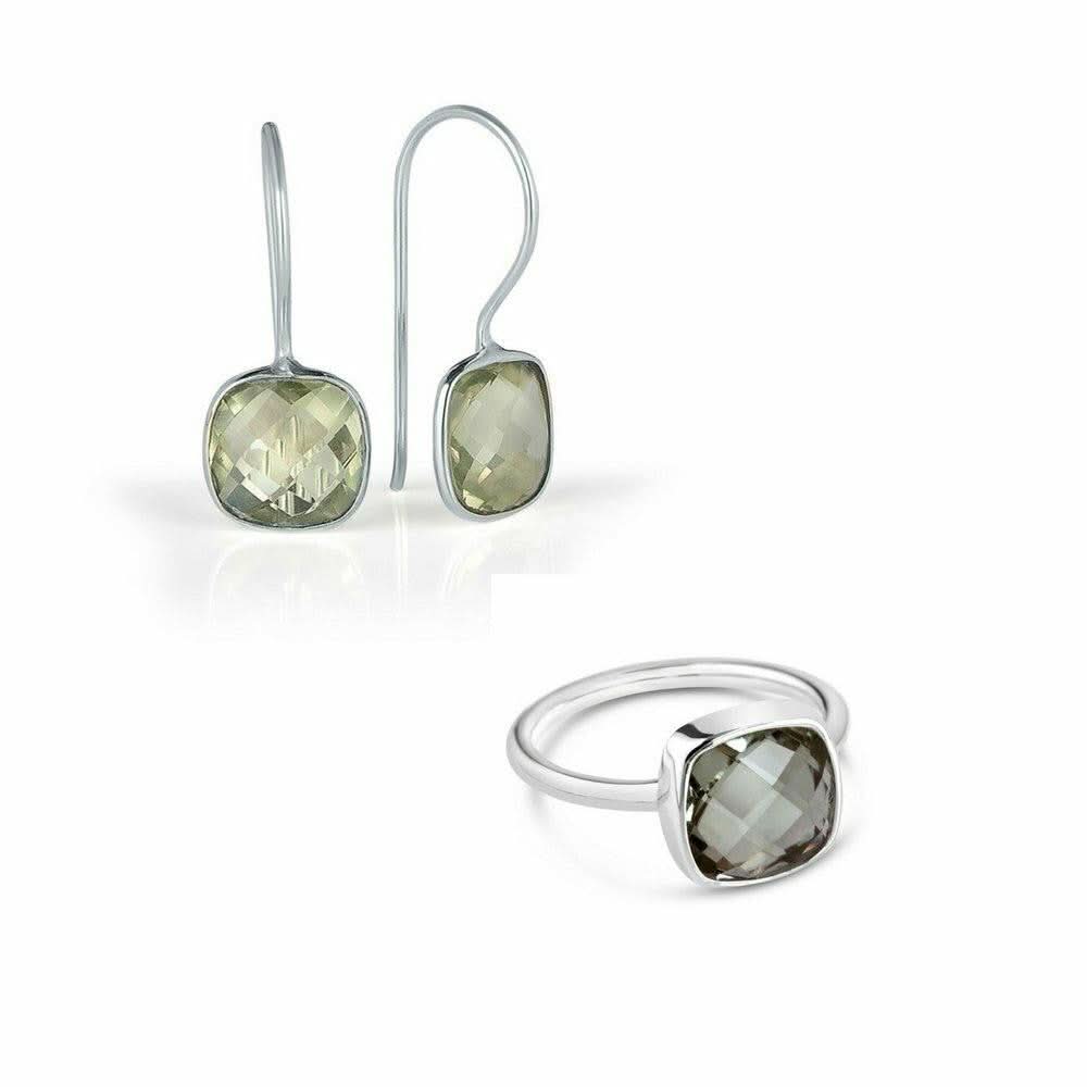 Green Amethyst Earrings | Silver - Image 4