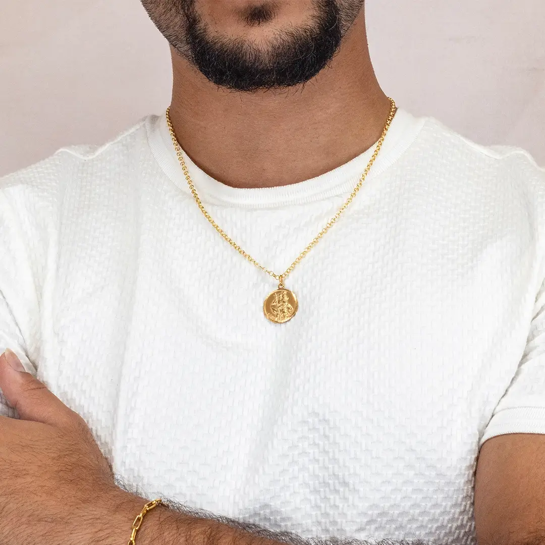 Large Personalised St Christopher Necklace in 18ct Gold Vermeil - Image 4