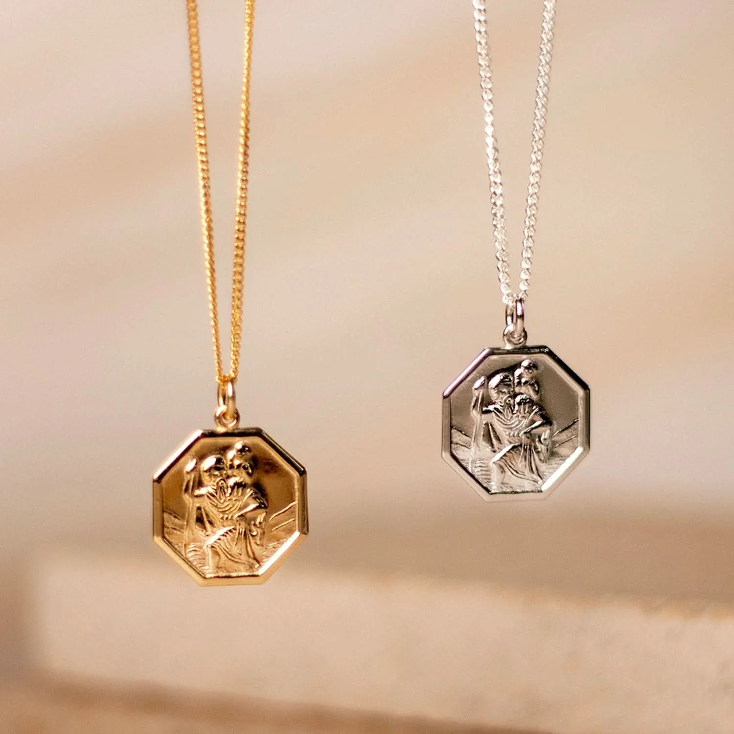 Engravable St Christopher Necklace Solid Gold - Image 9