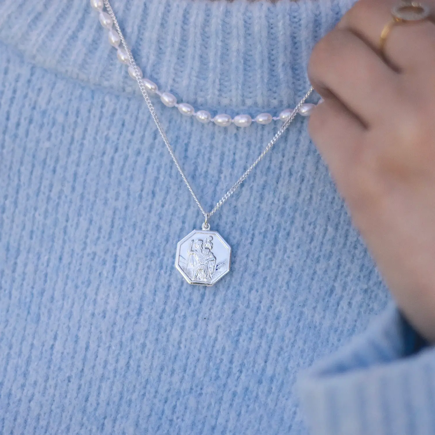 Engravable St Christopher Necklace  Silver - Image 6