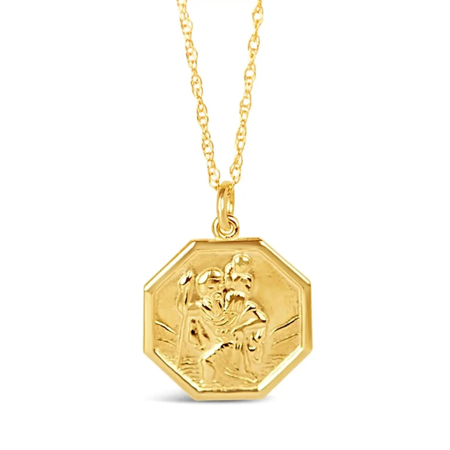 Engravable St Christopher Necklace Solid Gold - Image 6