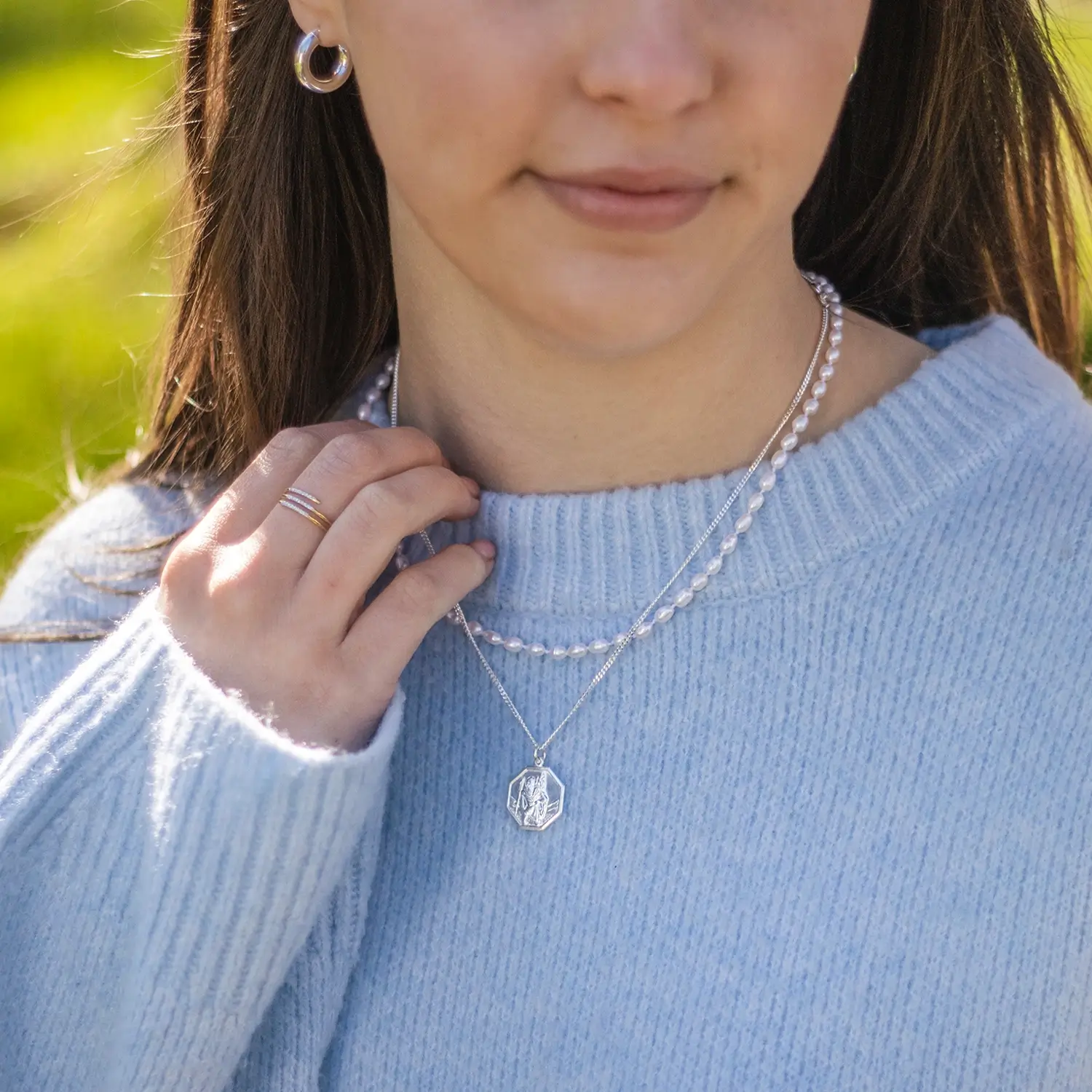 Engravable St Christopher Necklace | White Gold - Image 5