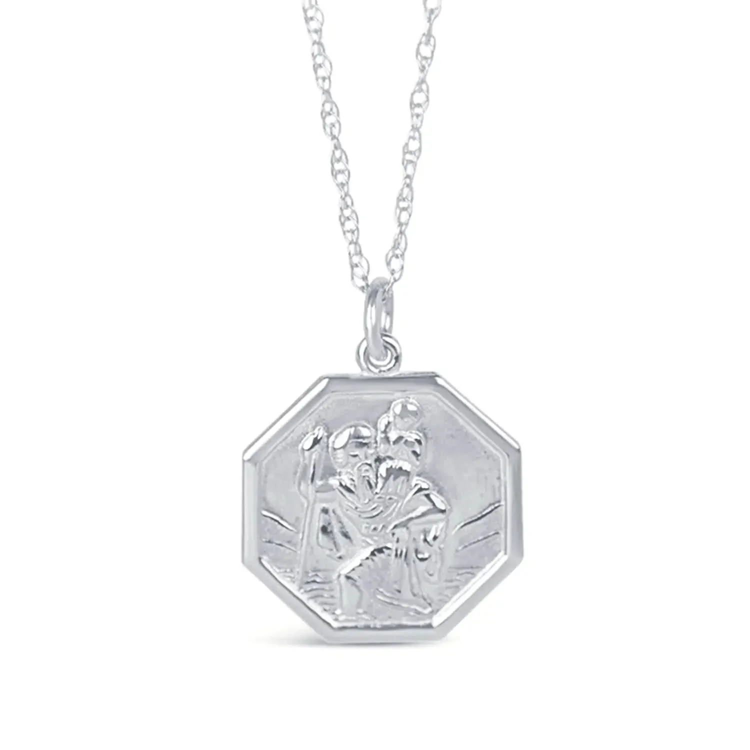 Engravable St Christopher Necklace | White Gold - Image 6