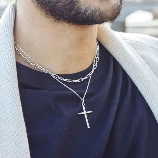 Men's Silver Cross Necklace - Image 6