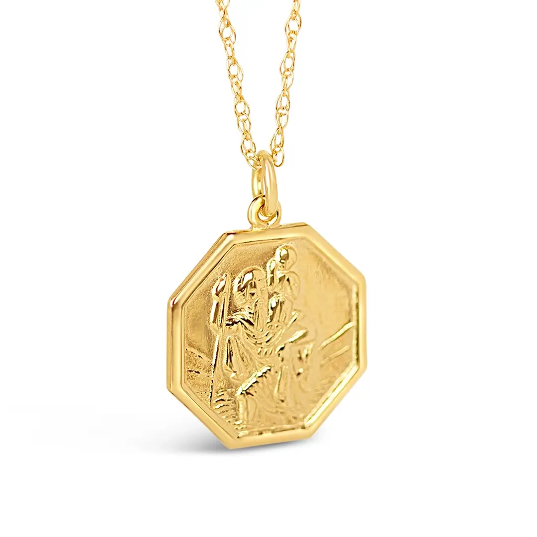 Men's Engravable St Christopher Necklace 9ct Gold - Image 3