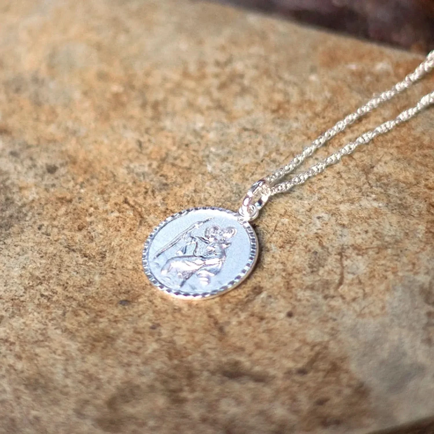 Men's Small St Christopher Necklace Solid Silver + Engraving - Image 4