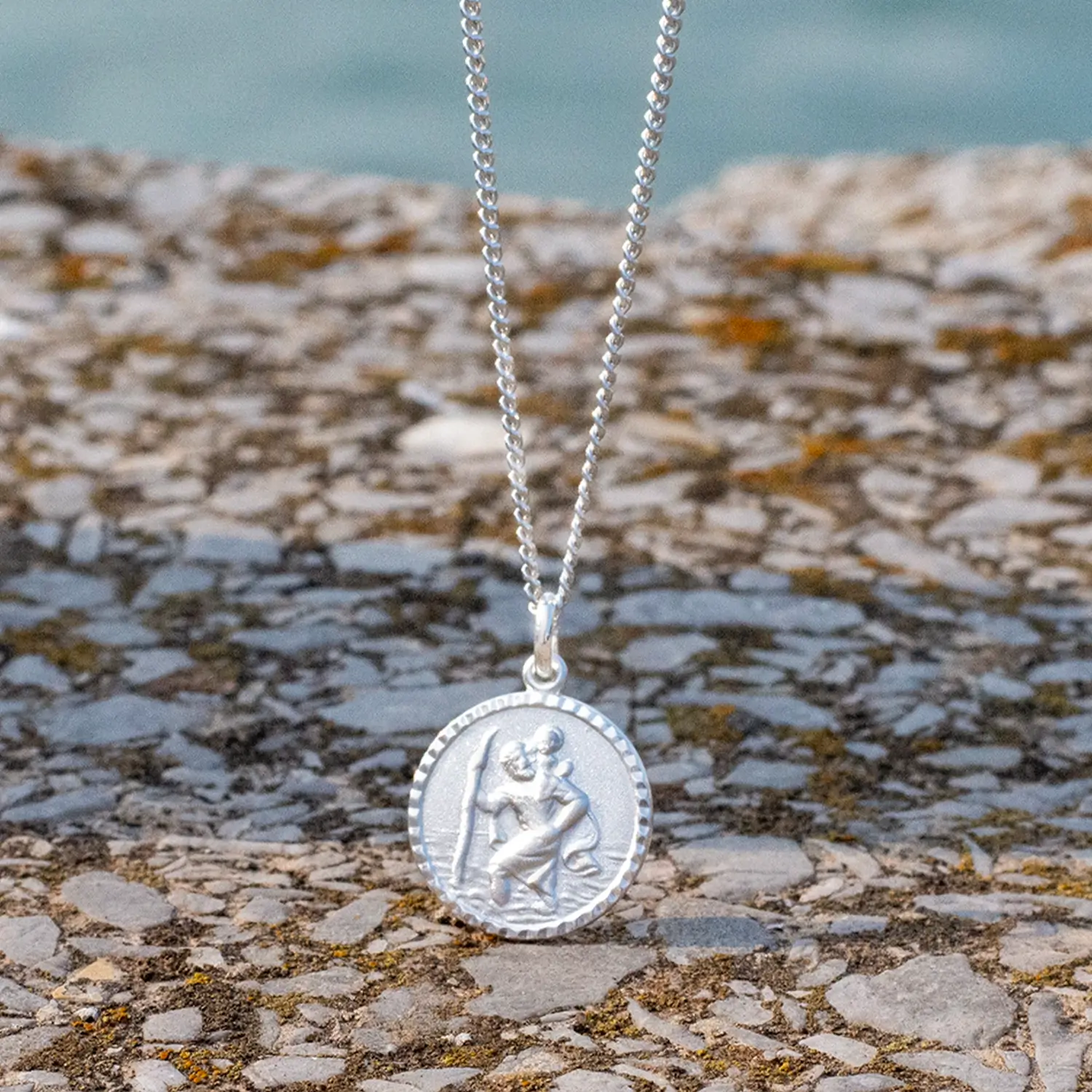 Men's Small St Christopher Necklace Solid Silver + Engraving - Image 7