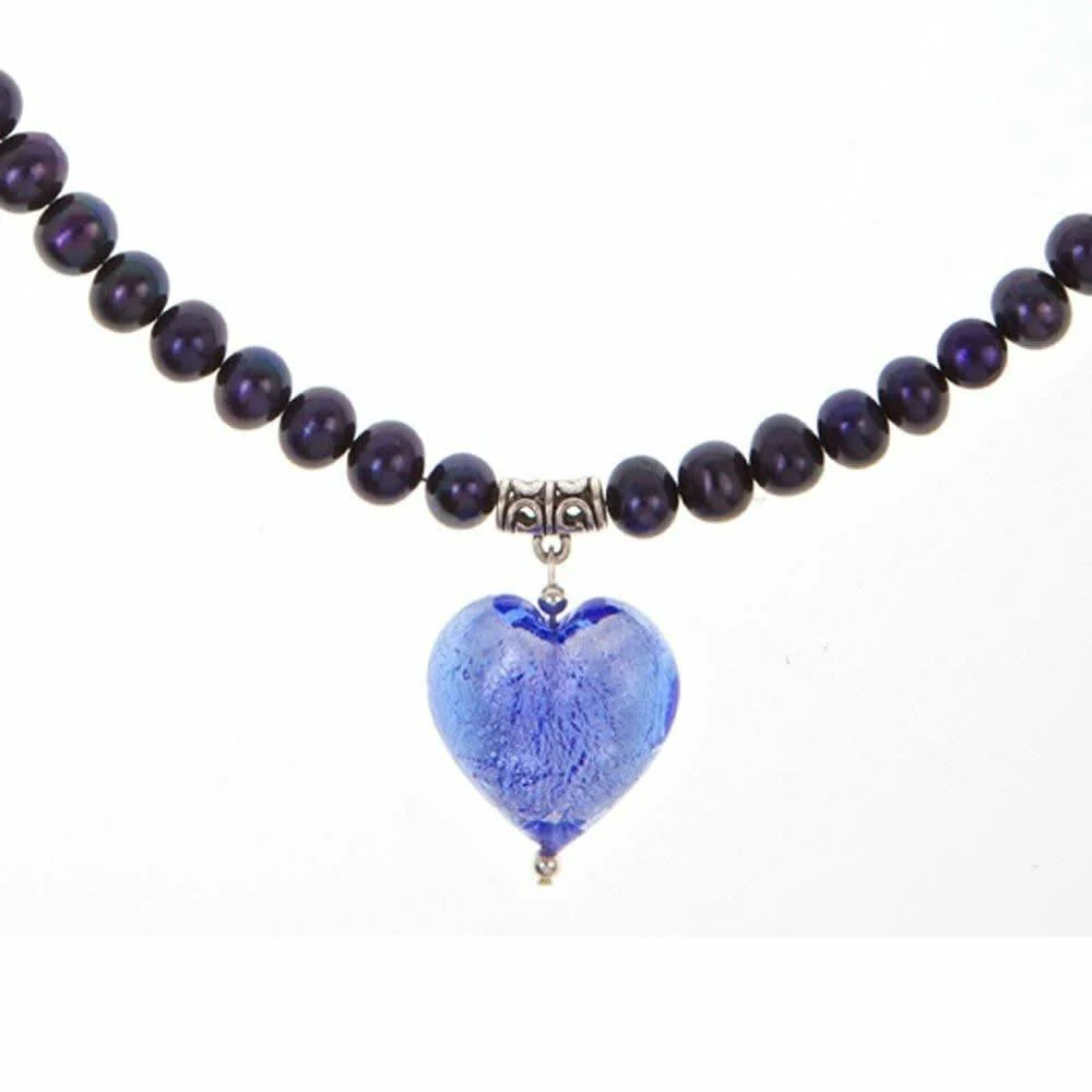 Midnight Pearl Heart Necklace - Image 3