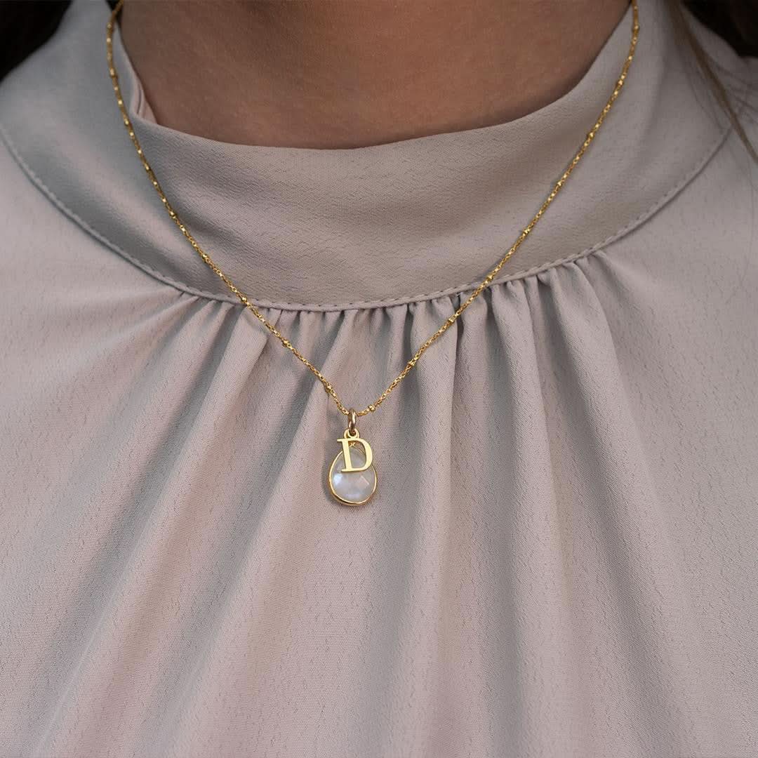 Moonstone Charm Necklace in Gold | June Birthstone - Image 4
