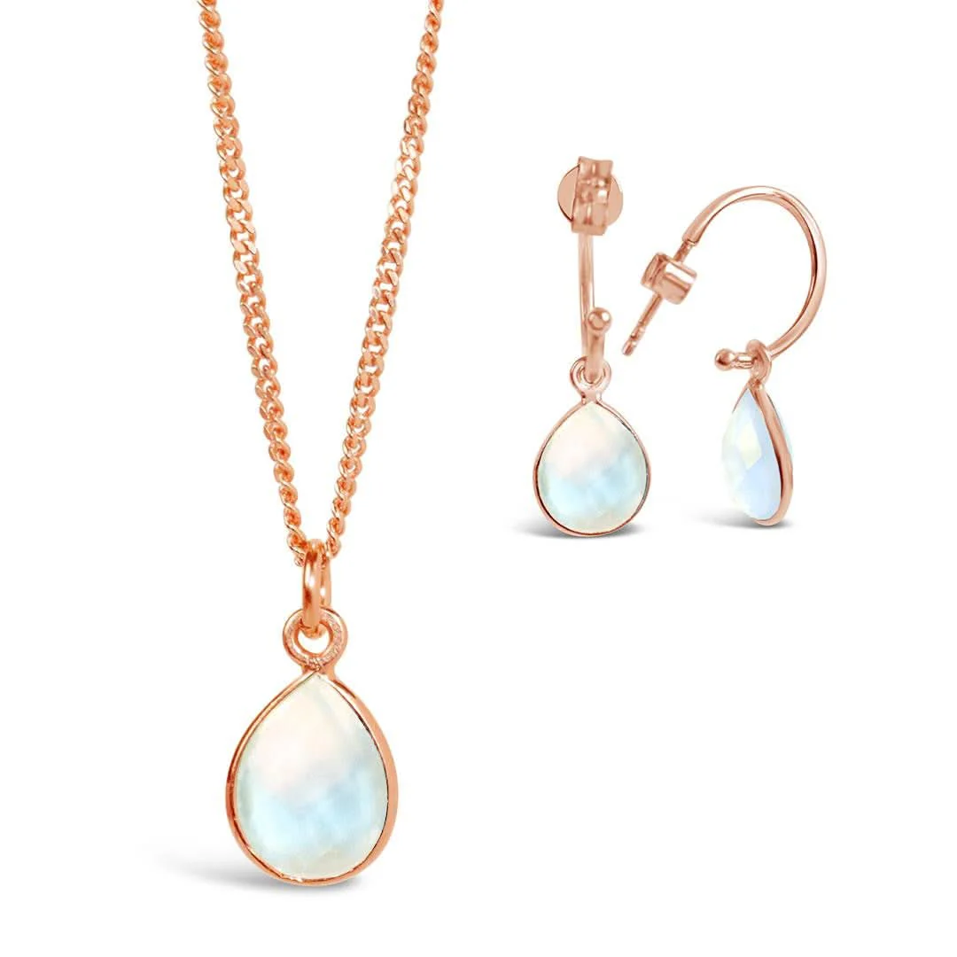 Moonstone Charm Necklace in Rose Gold | June Birthstone - Image 3