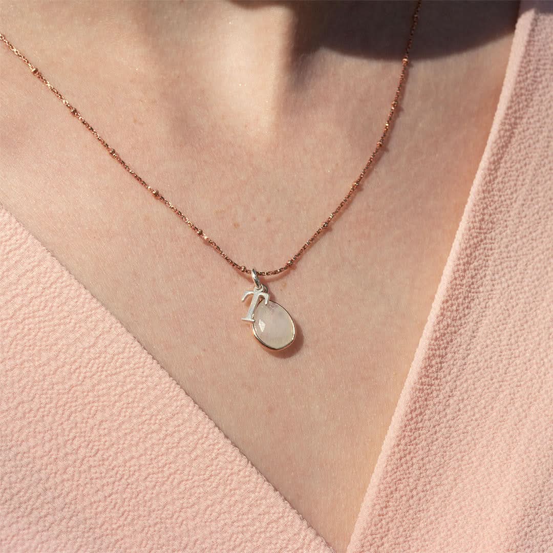 Moonstone Charm Necklace in Rose Gold | June Birthstone - Image 4