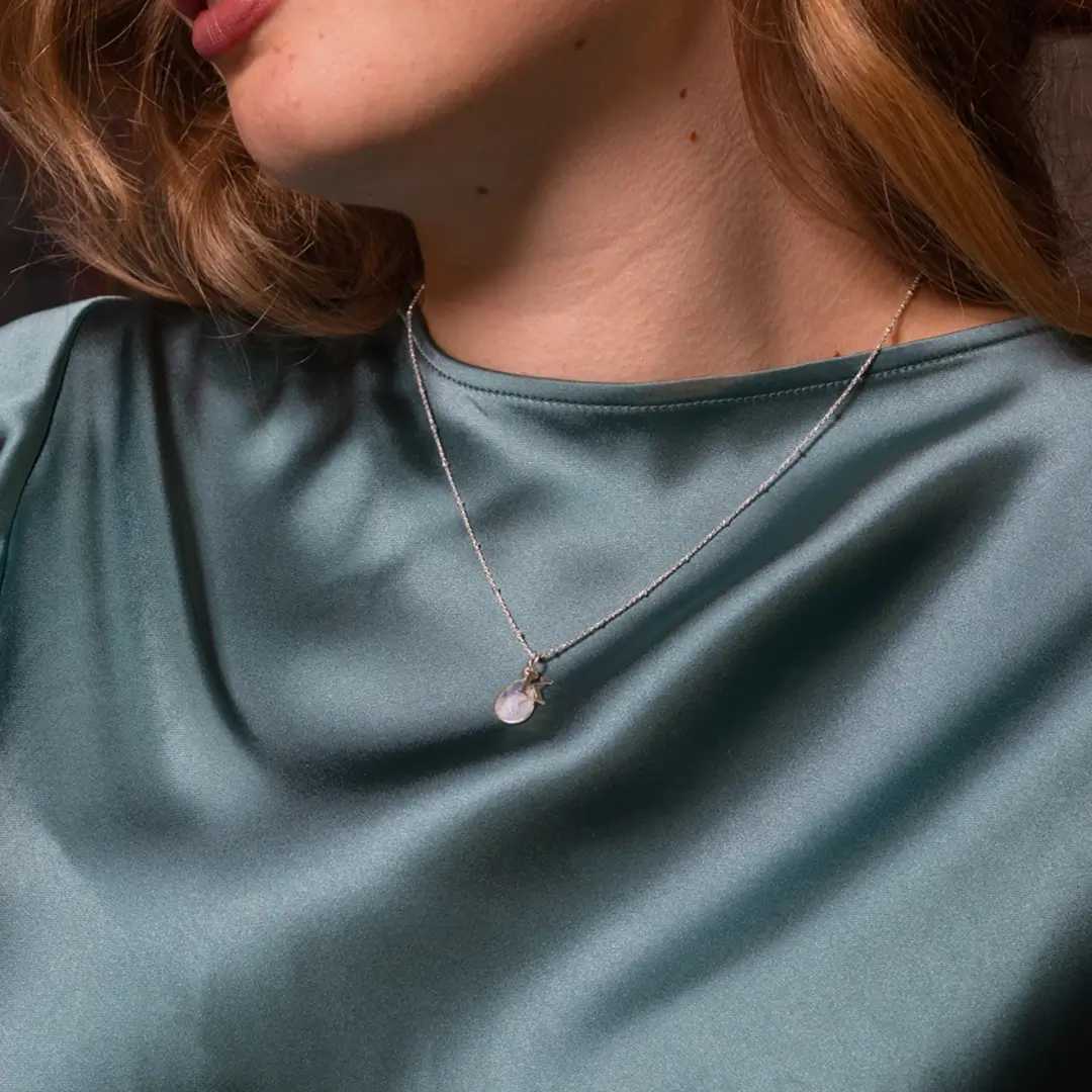 Moonstone Charm Necklace in Silver | June Birthstone - Image 5