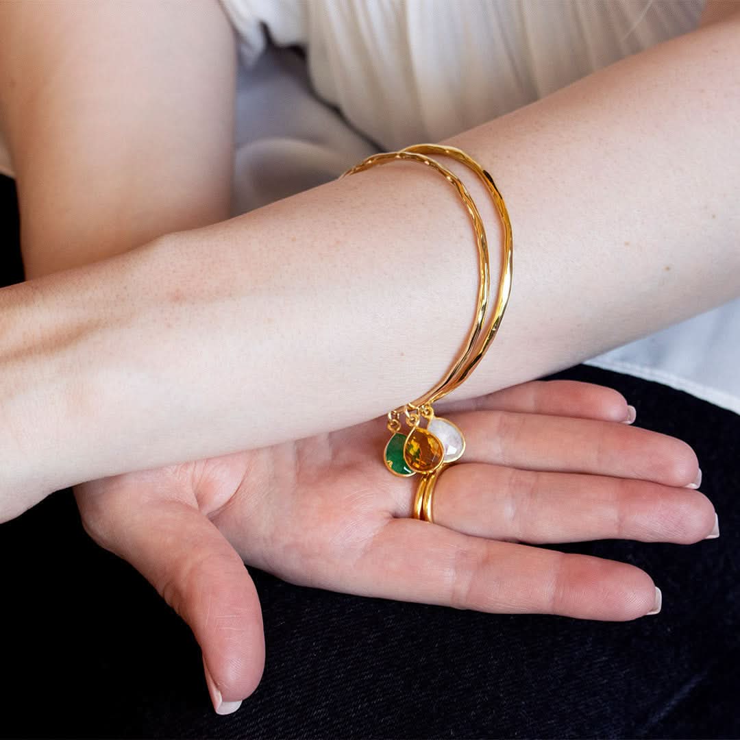 Peridot Charm Bangle | Silver - August - Image 3