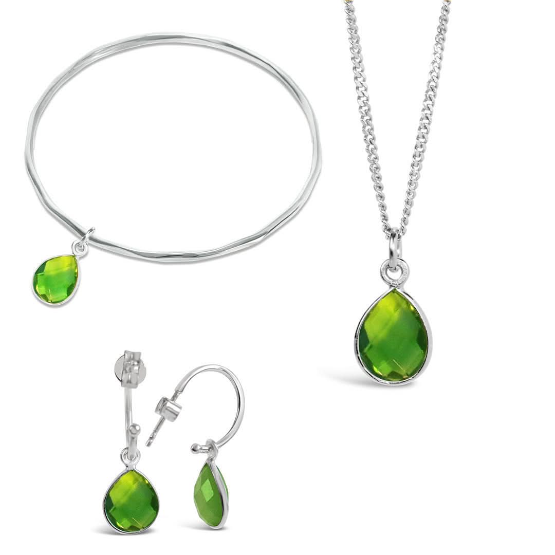 Peridot Charm Bangle | Silver - August - Image 4