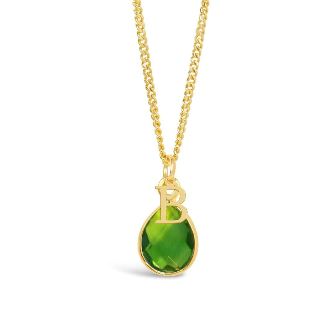 Peridot Charm Necklace Gold August's Birthstone - Image 3