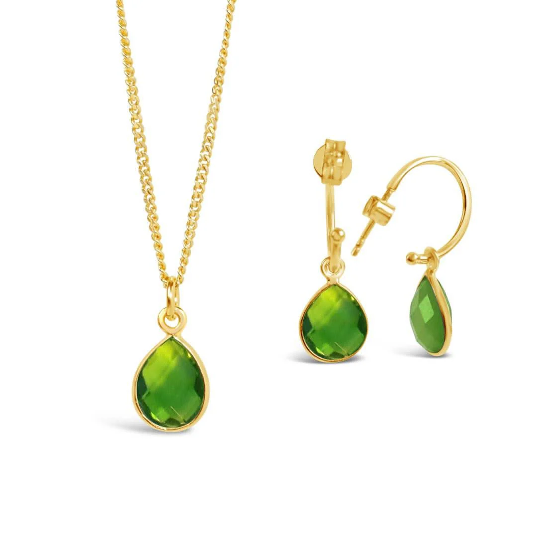 Peridot Charm Necklace Gold August's Birthstone - Image 4