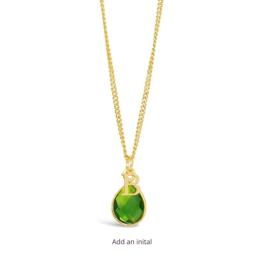 Peridot Charm Necklace Gold August's Birthstone - Image 6