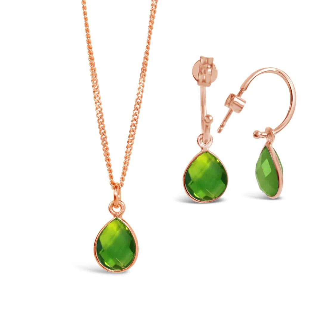 Peridot Charm Necklace in Rose Gold | August Birthstone - Image 3