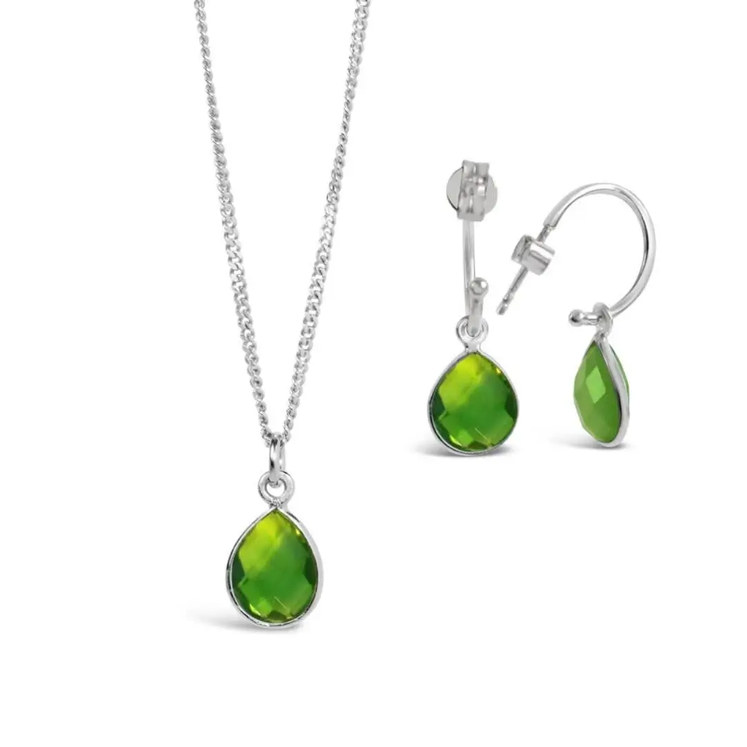 Peridot Charm Necklace in Silver | August Birthstone Necklace - Image 5