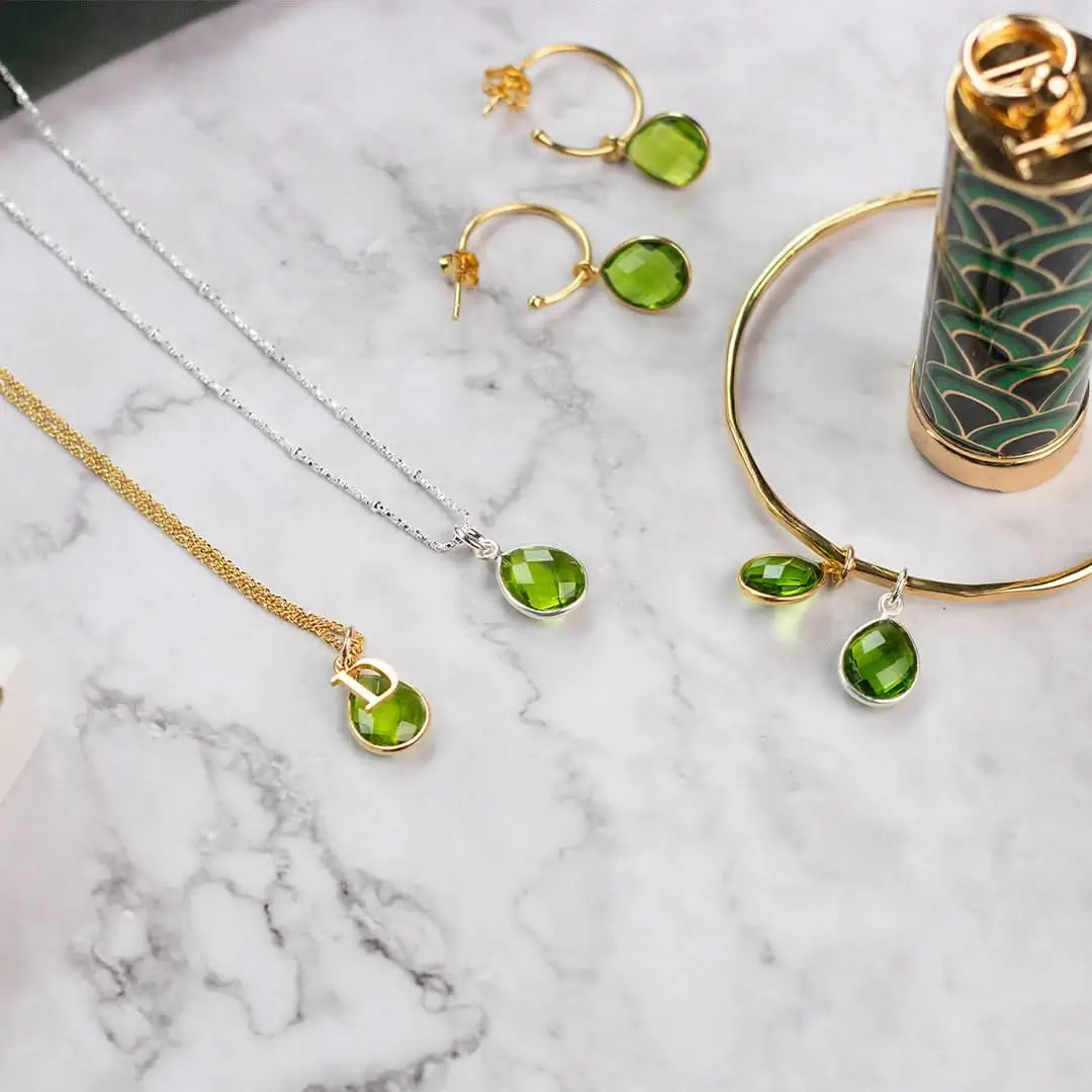 Peridot Charm Necklace in Silver | August Birthstone Necklace - Image 6