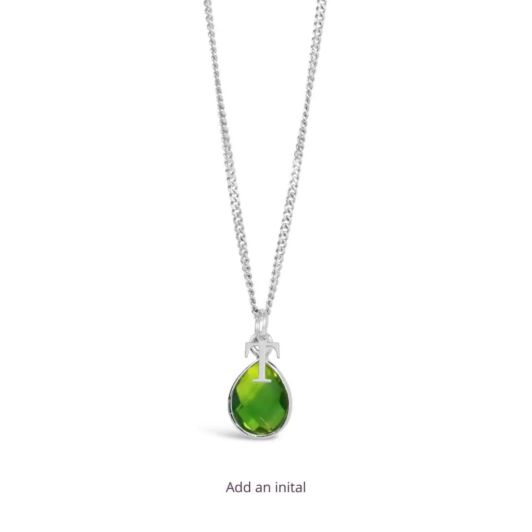 Peridot Charm Necklace in Silver | August Birthstone Necklace - Image 7