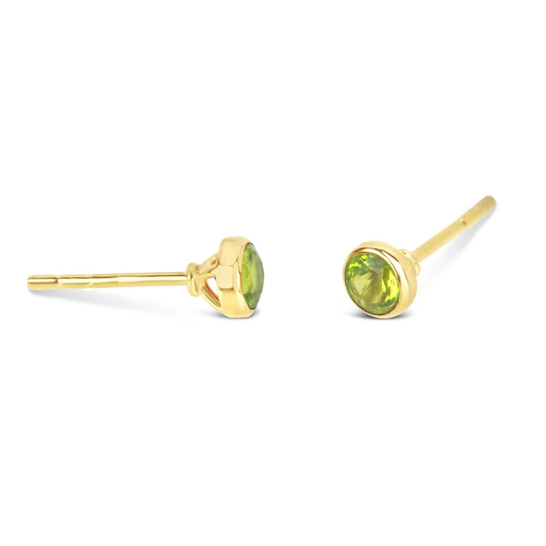 Peridot Mini Stud Earrings | Gold - August - Image 4