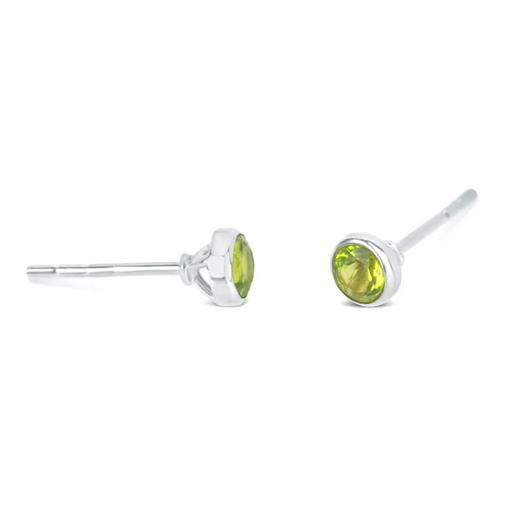 Peridot Mini Stud Earrings | Silver - August - Image 3