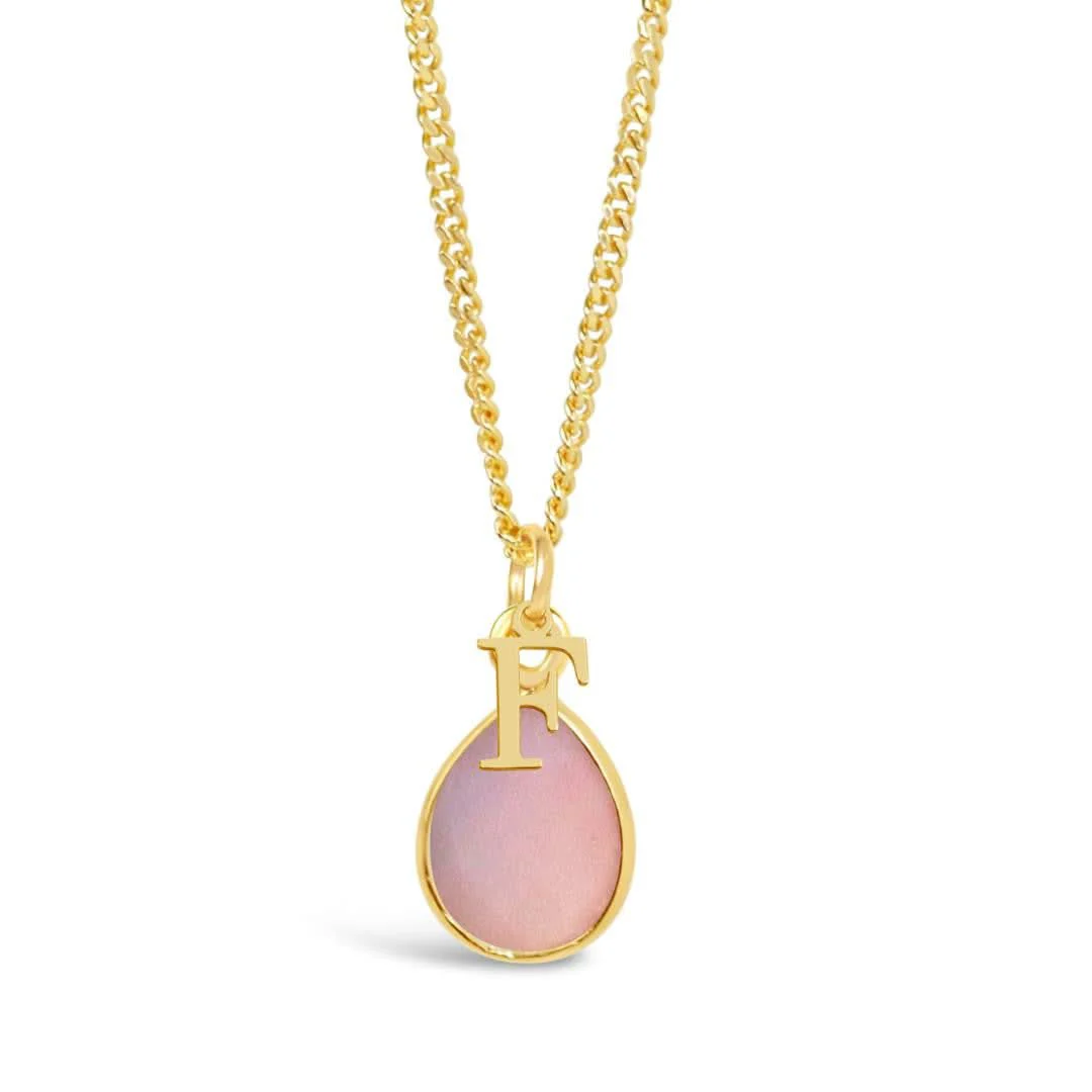 Pink Opal Charm Necklace | Gold - October - Image 4