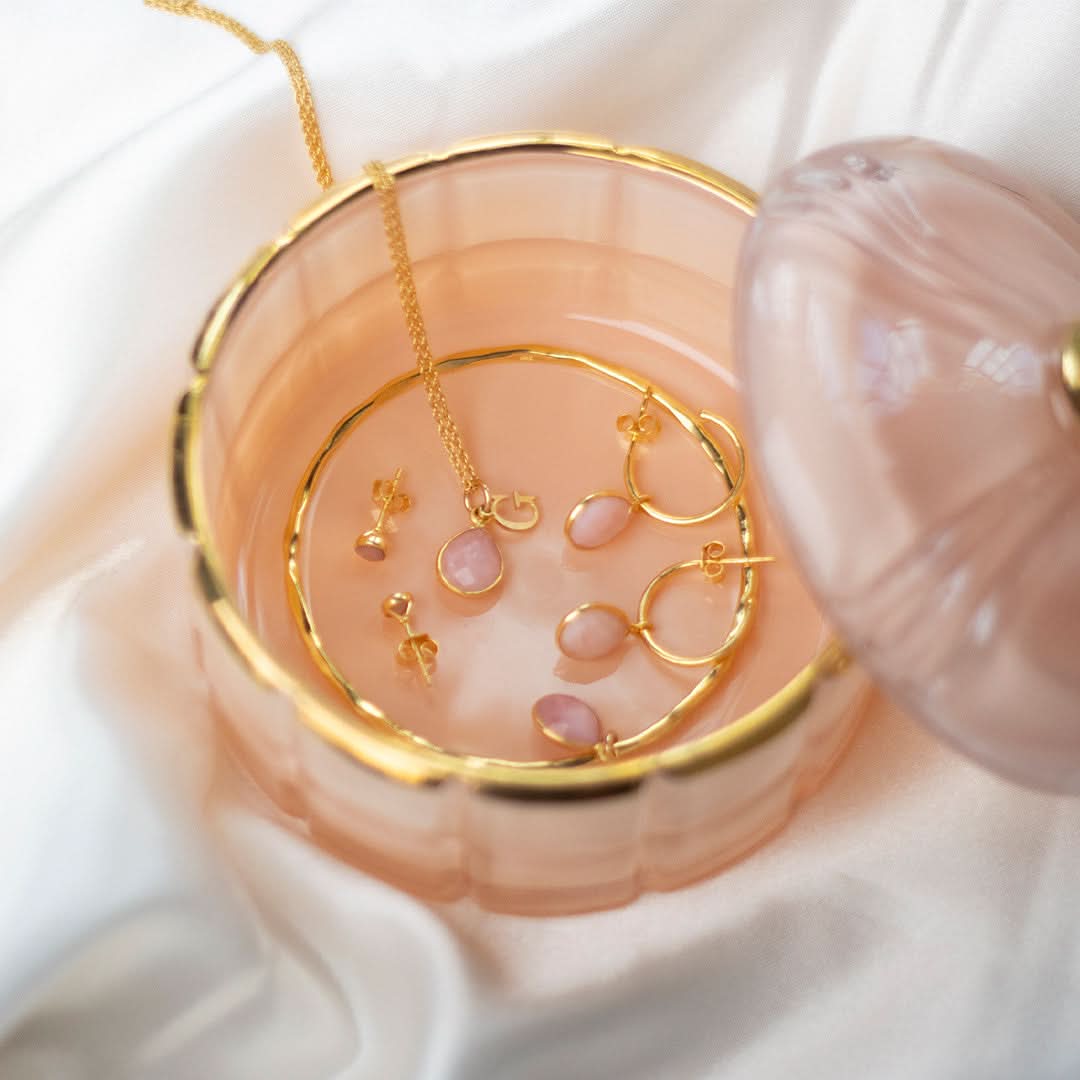 Pink Opal Charm Necklace | Gold - October - Image 6