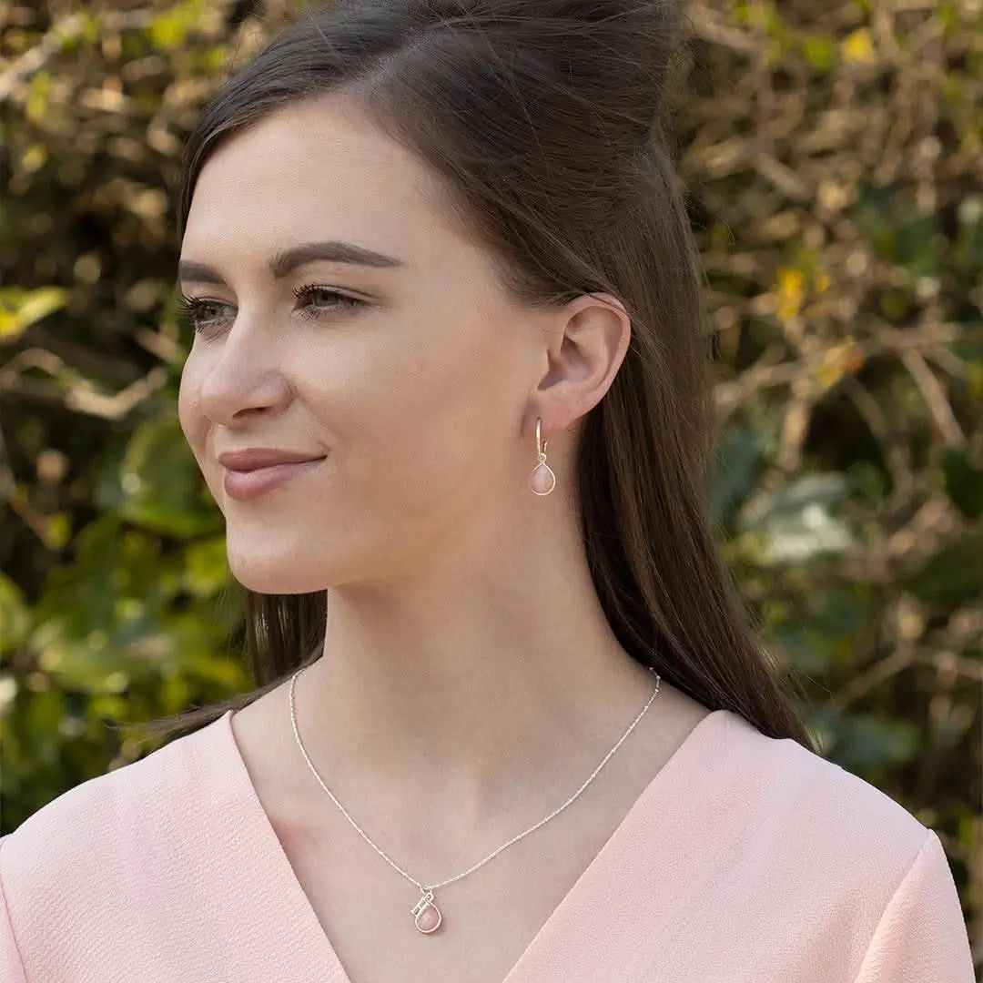 Pink Opal Charm Necklace | Silver | October - Image 3