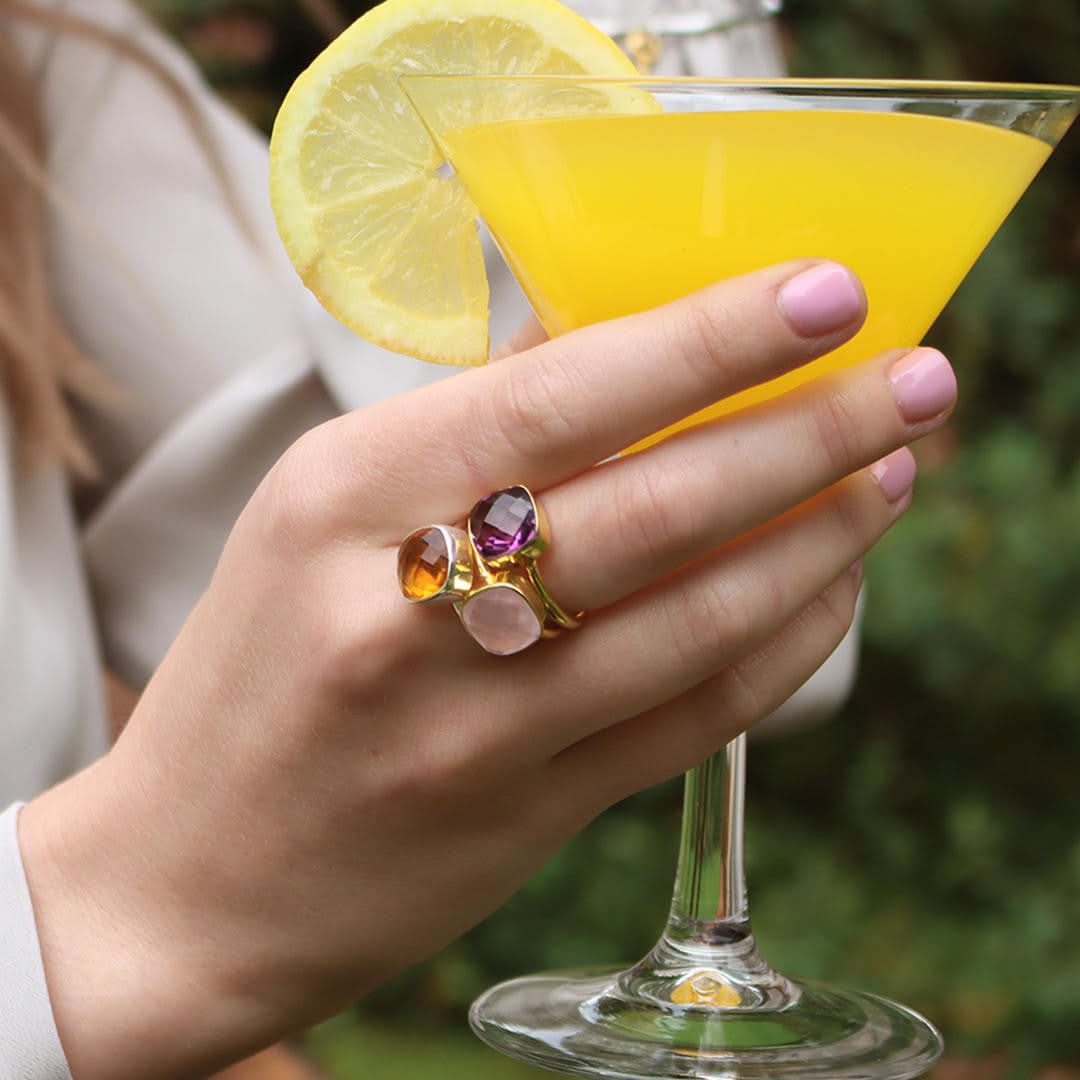 Purple Amethyst Cocktail Ring | Gold - Image 3