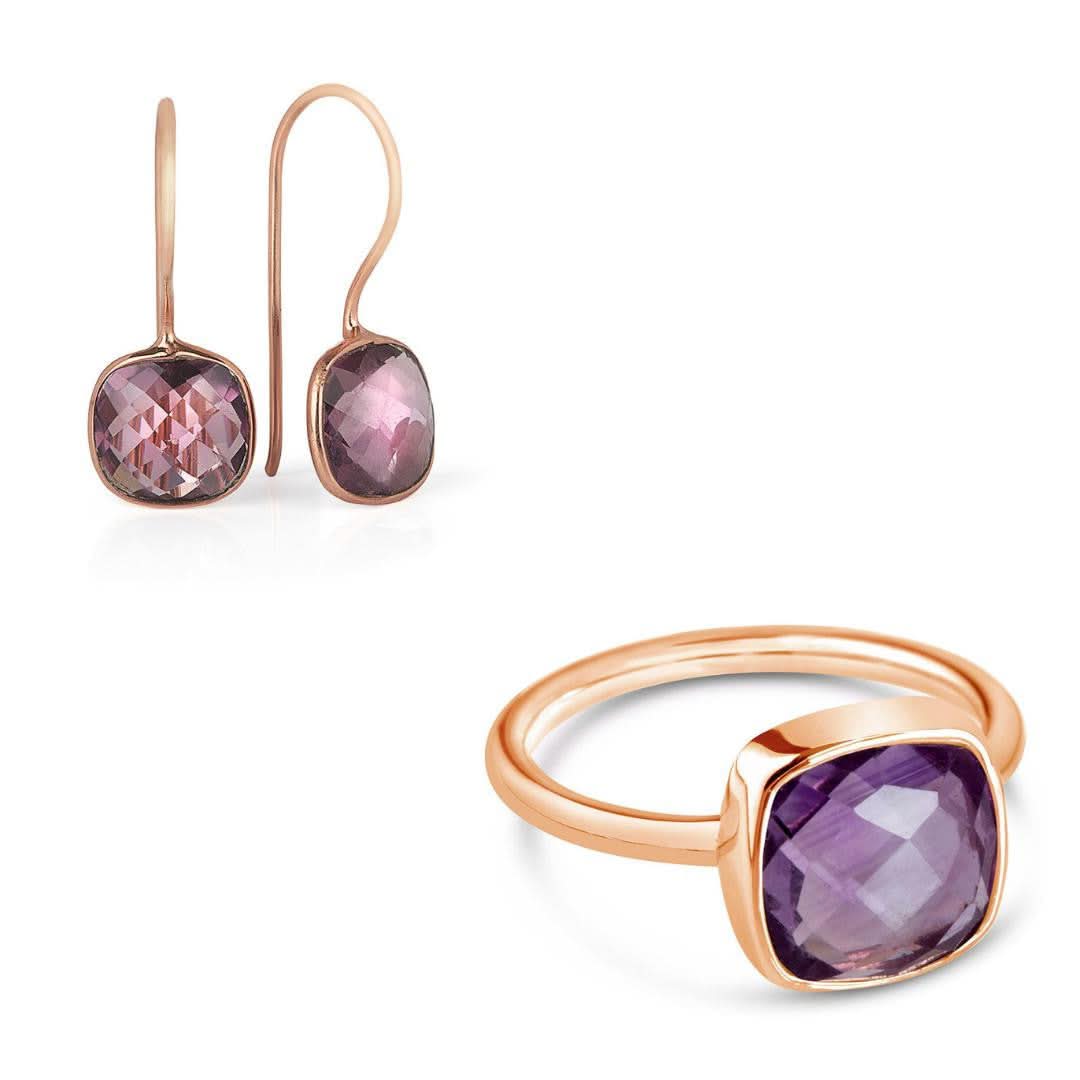 Purple Amethyst Cocktail Ring | Rose Gold - Image 3