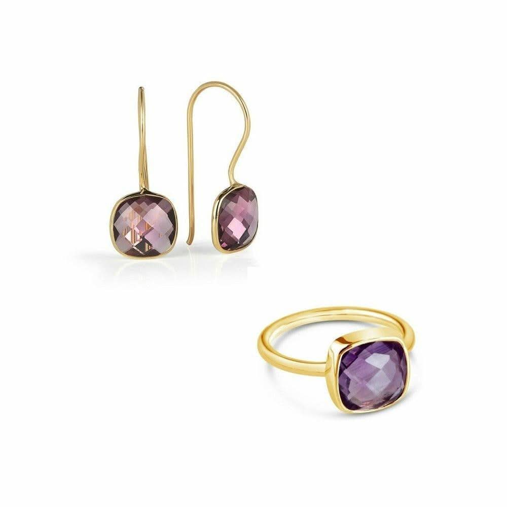 Purple Amethyst Earrings | Gold - Image 4