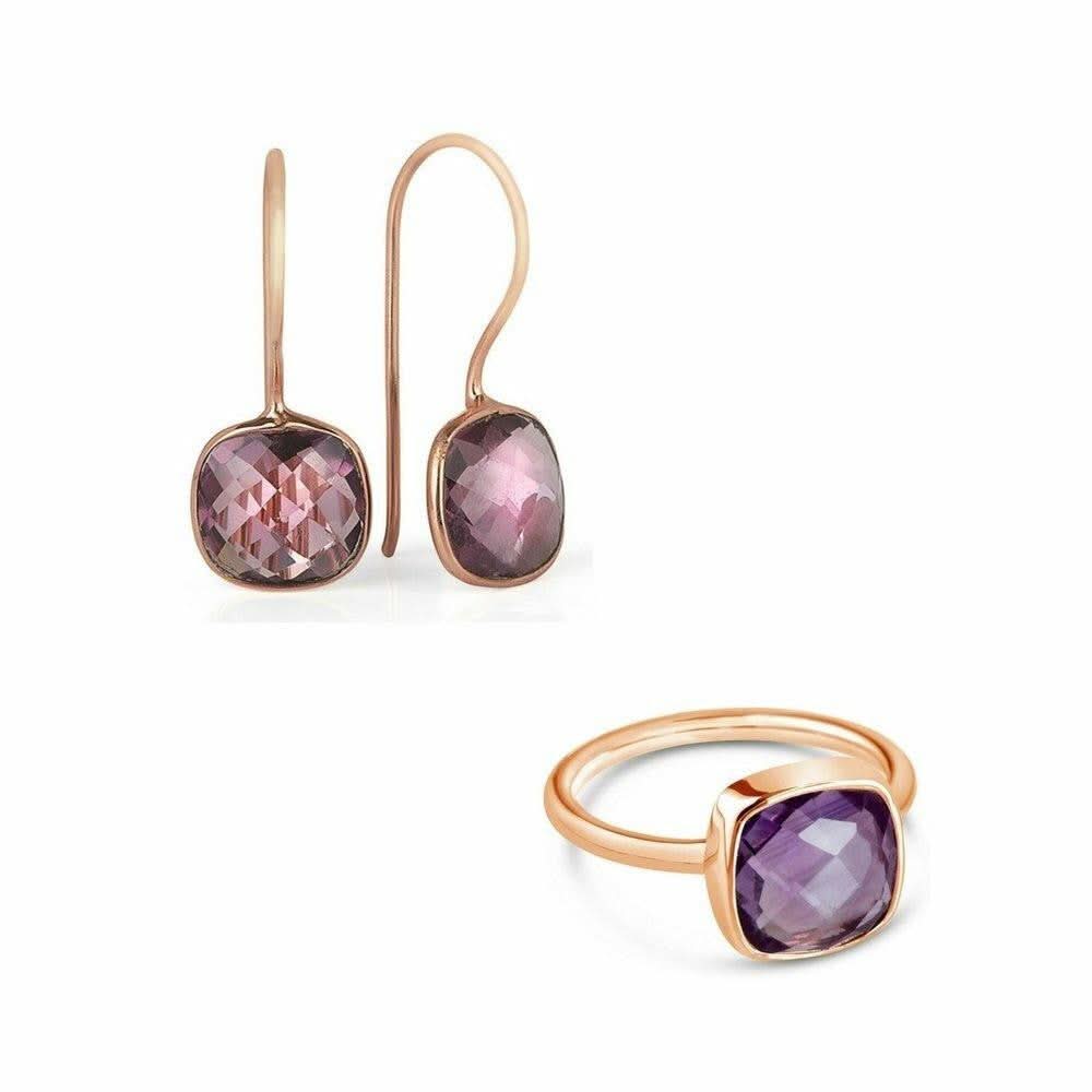 Purple Amethyst Earrings | Rose Gold - Image 3