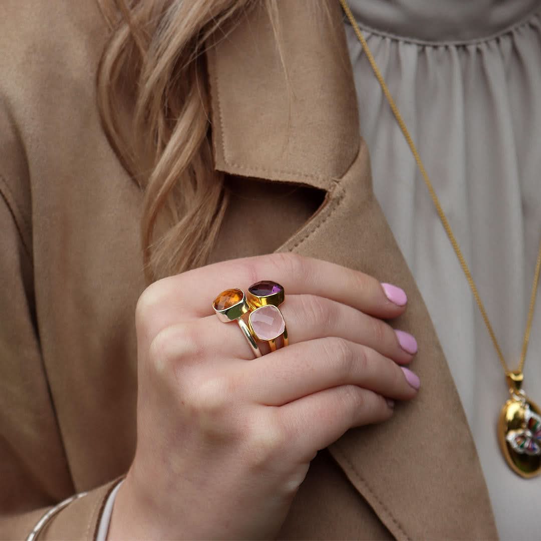 Rose Quartz Cocktail Ring | Gold - Image 3