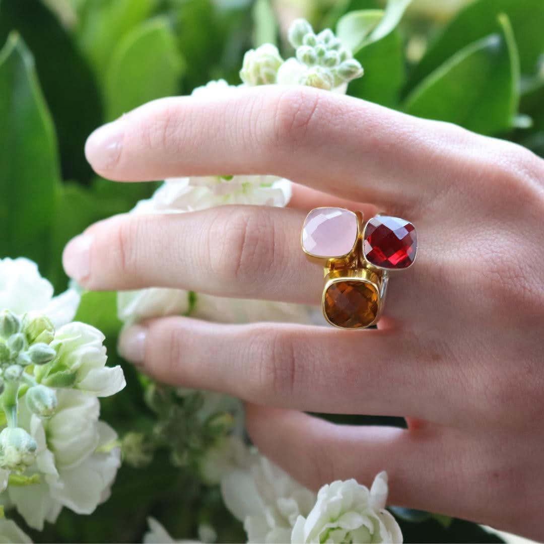 Rose Quartz Cocktail Ring | Gold - Image 5