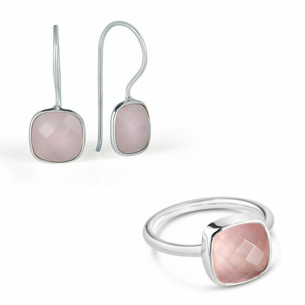 Rose Quartz Earrings | Silver - Image 4