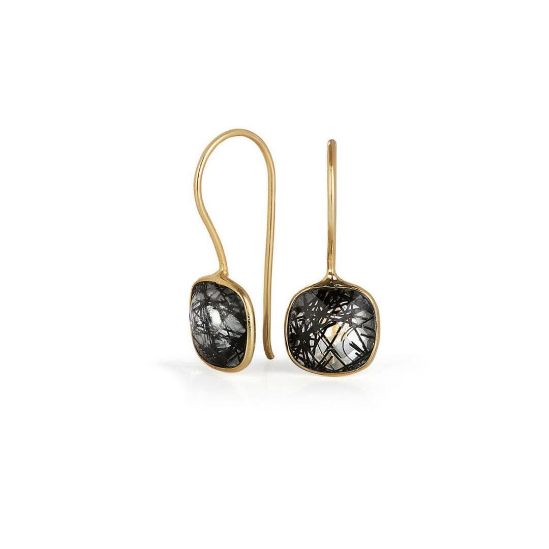 Rutilated Quartz Earrings in Gold - Image 3